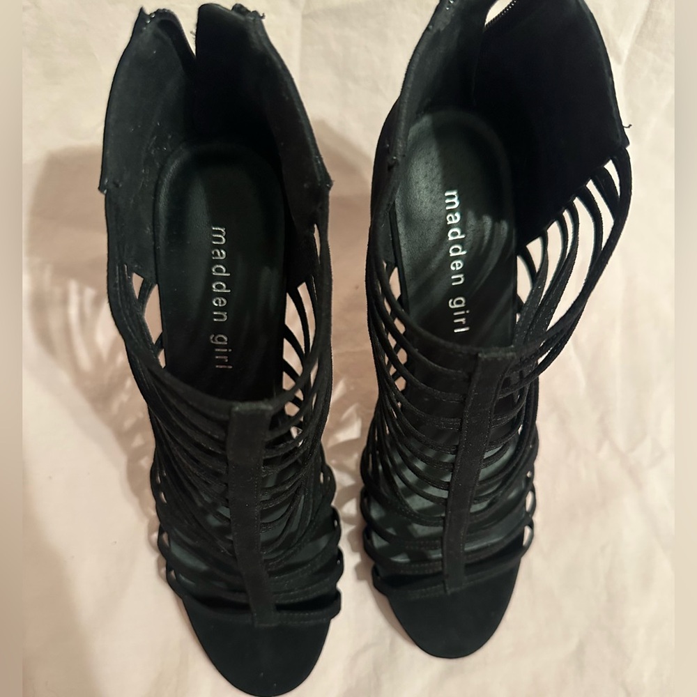 Madden Girl Black Caged Heels